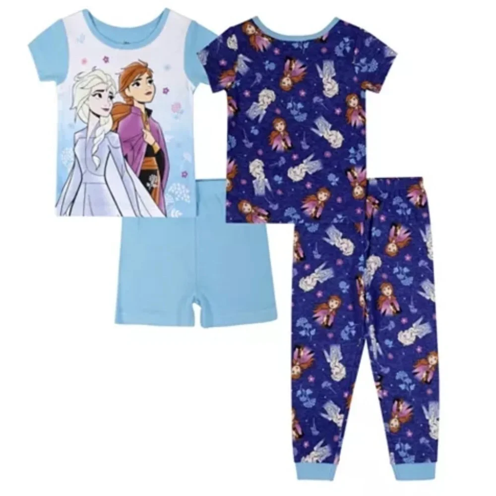 Frozen Toddler Girls Short Sleeves Pajama Set, 4 Piece Girl